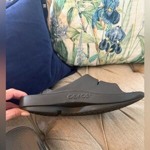 Oofos Black Slide Sandals